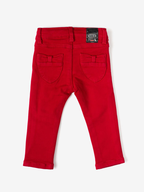 Picture of YX1832 GIRLS CLASSIC ELASTICATED JEANS RED VELVET / NAVY